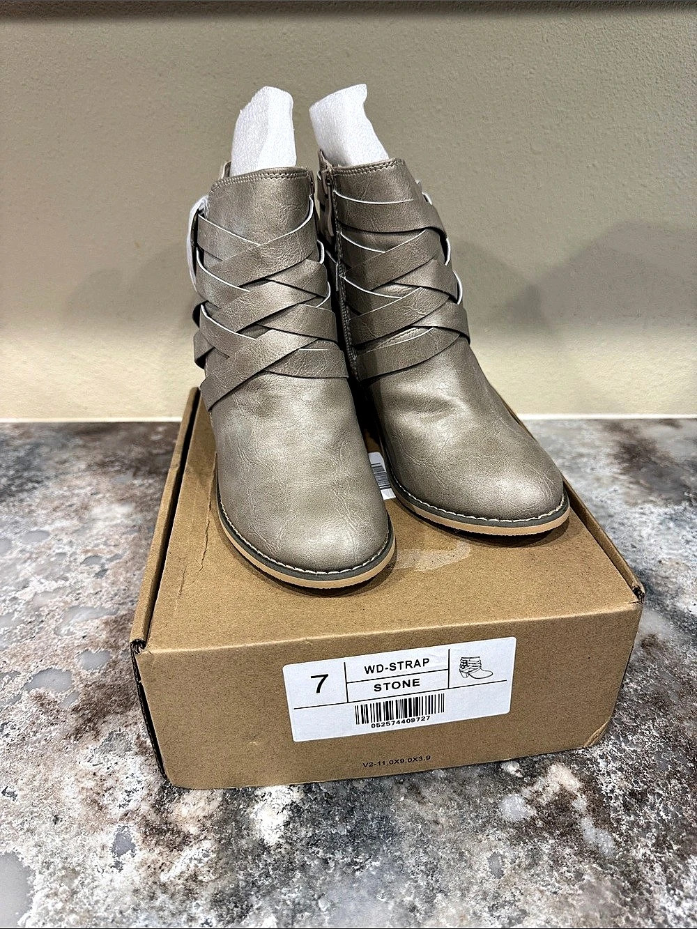Journee Collection Strappy Heeled Ankle Boots Gray US 7 NWT